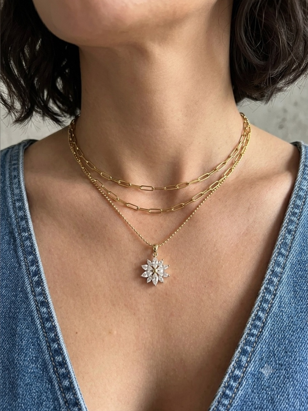 Flower Pendant Necklace | Cubic Zirconia Necklace